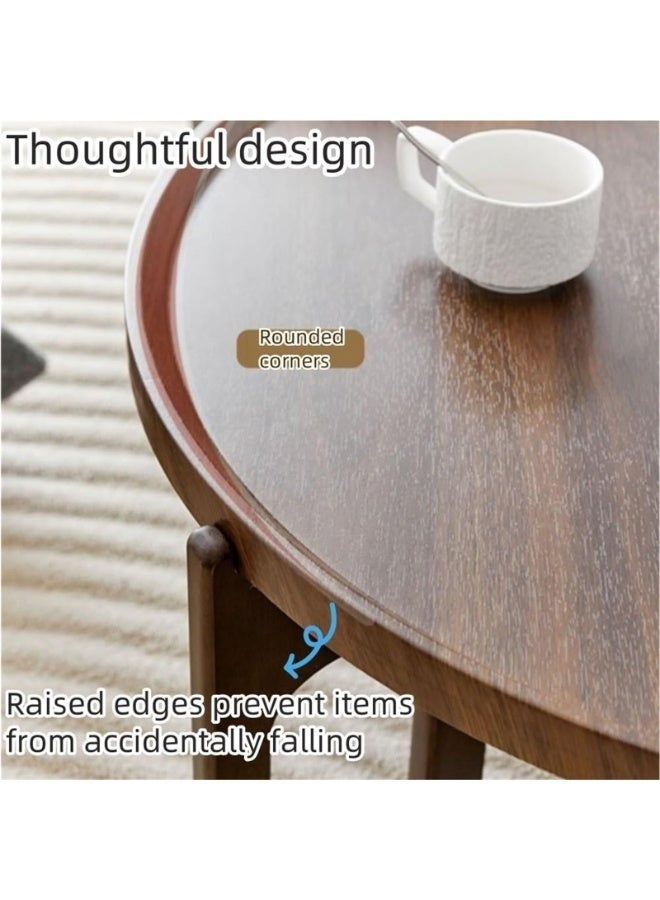WALALLA Space-Saving Nesting Table Set: 2-Piece Round Wooden Coffee Tables, Multifunctional Low Tables for Flexible Living Room or Office Layout, Brown - Image 5